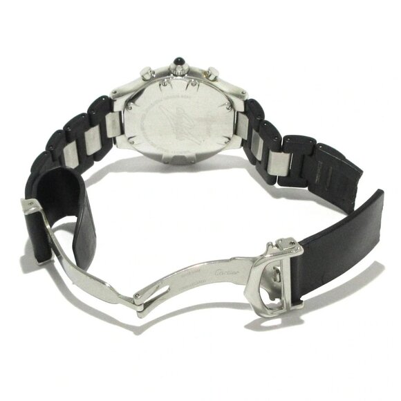 Auth Cartier Chronoscaph LM W10125U2 1******* Black Silver Men's Wrist Watch - Picture 2 of 12